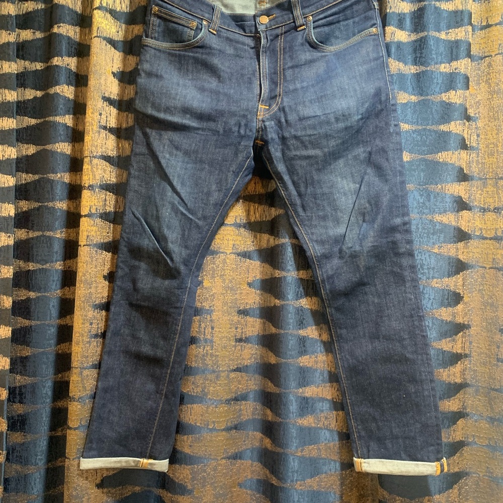 Nudie Jeans Slim Blue Denim with Distressed Look